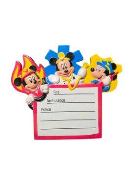 1995 Disney Mickey Mouse Emergency Phone Numbers Fire Police Refrigerator Magnet